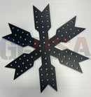 Black metal snowflake pegboard with brushed finish and laser cut holes from gilbert engineering usa products flake m