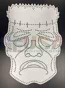 White metal frankenmonster face pegboard with laser cut dotted outline by gilbert engineering usa