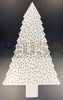 White perforated metal flat tree christmas tree pegboard laser cut by gilbert engineering usa