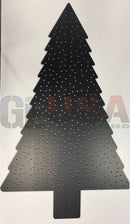 Black metal flat tree pegboard with laser cut circular holes and brushed finish by gilbert engineering usa
