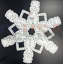 White plastic frosty flake snowflake pattern with black dotted lines and numbered markers for embroidery by gilbert engineering usa