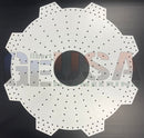 White metal gear-shaped pegboard with evenly spaced holes from gilbert engineering usa products gear spinner