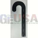 Black candy cane shaped measuring tape with white markings and dotted lines for gilbert engineering and xlights model download
