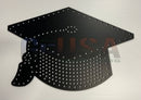 Black metal graduation cap wall decor with perforated design and dotted edge by gilbert engineering usa laser cut