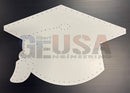 White laser cut graduation cap plaque with perforated edges by gilbert engineering usa perfect for celebration decor