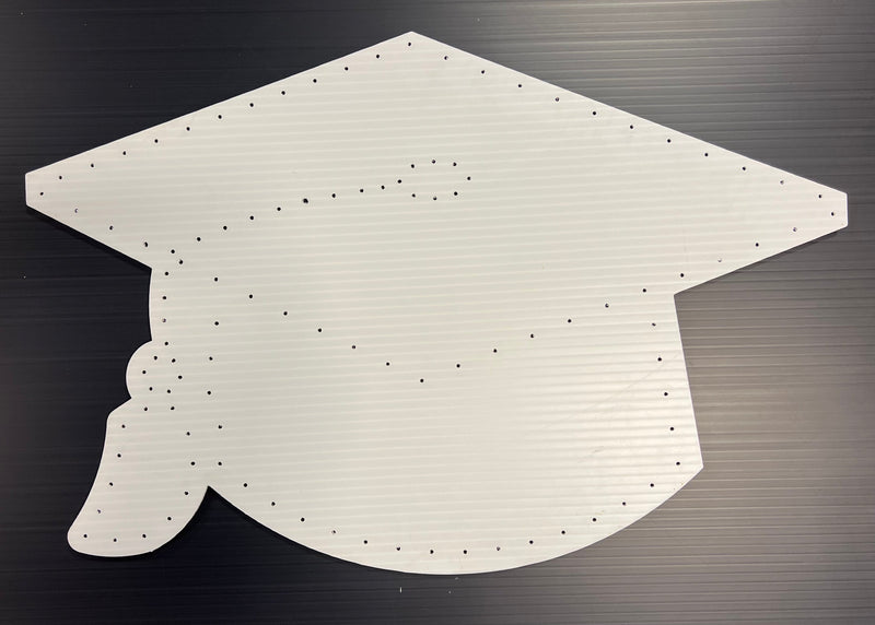 Graduation Cap - White / Mini Lights / Without Matrix -