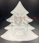 White metal grumpy singing tree stencil with laser cut facial perforations by gilbert engineering usa
