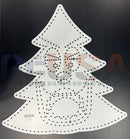 White plastic grumpy singing tree embroidery pattern with black dot guides and colored markers by gilbert engineering usa laser cut