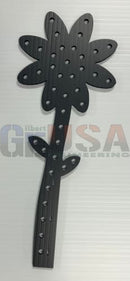 Black flower-shaped pegboard from gilbert engineering usa with long stem and holes for organizing small items products daisy flower