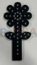 Black perforated plastic wild flower wall decor with stem and leaves laser cut for gilbert engineering xlights models