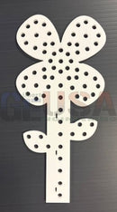 White perforated clover flower craft piece with stem and leaves by gilbert engineering usa perfect for xlights models