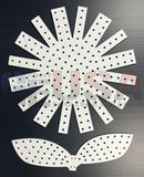 White perforated laser cut sunflower pegboard with leaf base by gilbert engineering usa for xlights models crafting