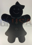 Black metal gingerbread girl cutout with dotted bow and perforated details for gilbert engineering usa wiring diagram use