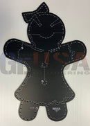 Black metal gingerbread girl embroidery template with silver stitching dots and bow perfect for gilbert engineering usa wiring diagram projects