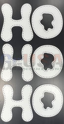 White ho ho ho laser cut letter cutouts with dotted edges by gilbert engineering usa for mini lights decor