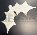 White holly leaf-shaped pegboard with laser cut perforations by gilbert engineering usa for versatile decor use