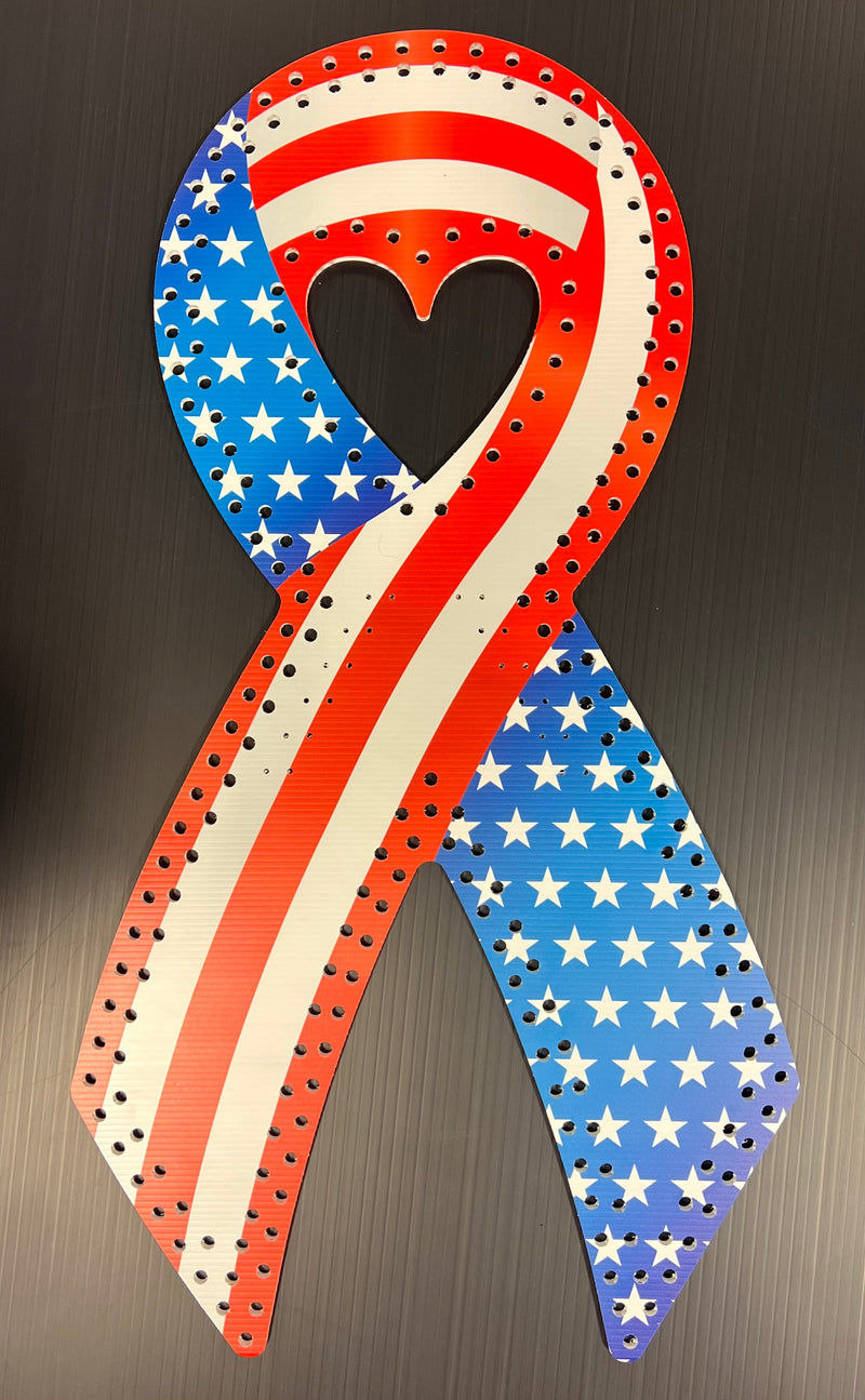 IMPRESSION Cancer Ribbons - Red/White/Blue / Large / Pixels