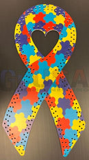 Colorful laser cut impression cancer ribbons wall decoration with layered puzzle piece pattern by gilbert engineering usa