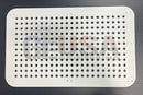 White rectangular metal panel with circular perforations for impression tune rgb pixels by gilbert engineering usa
