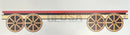 Red and black metal impression flat train car with four gold-toned spoked wheels by gilbert engineering usa laser cut design