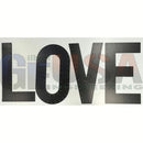 Black metal love wall art with brushed finish and rivets laser cut by gilbert engineering usa alpha letters design