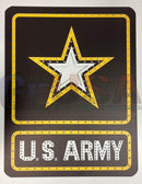 Black metal impression army sign plaque with yellow white star emblem and u.s text by gilbert engineering usa products impression army