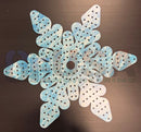 Impression flake i delicate light blue white snowflake decoration with distressed finish and perforations by gilbert engineering usa