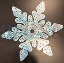 Impression flake i metallic snowflake decorative piece with blue white distressed finish and multiple small holes by gilbert engineering usa