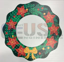 Impression mega wreath 320 holiday wreath mirror with red poinsettias gold bows and berries on dark green background by gilbert engineering usa