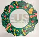 A festive green impression mega wreath with red and white bow candy cane, yellow stars, and a golden bell by gilbert engineering usa