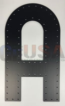 Black metal alpha letter a with brushed finish and rivets from gilbert engineering usa laser cut alpha letters