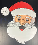 Impression santa face red and white metal santa claus face cutout with stitched design laser cut by gilbert engineering usa