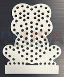 White perforated plastic bear-shaped pegboard from singing frog by gilbert engineering for xlights models setup