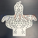 White perforated plastic animated chicken template with evenly spaced holes from gilbert engineering usa xlights models