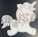 Fluffy the unicorn white laser cut pegboard with evenly spaced holes by gilbert engineering usa