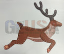 Brown deer wall art with black antlers and silver nailhead accents from impression reindeer by gilbert engineering usa laser cut