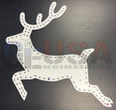White reindeer shaped led light template with pre drilled holes and numbered markings for easy installation by gilbert engineering usa