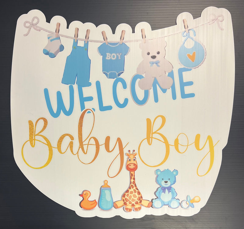 Baby Boy Yard Art - Welcome Baby Boy