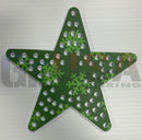 Green impression star 12 decorative panel with perforated holes and light green snowflake patterns, no silver snowflakes visible