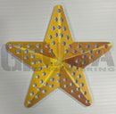 Golden impression star 12 metal ornament with perforated design perfect for silver snowflakes and blue white snowflake decor