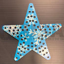 Impression star 12 blue star-shaped decorative piece with white and silver snowflakes and circular holes