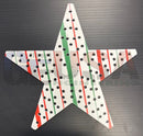 Impression star 21 white star-shaped pegboard with red and green stripes and black holes for red plaid snowflake designs