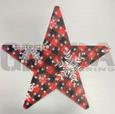 Impression star 21 red plaid snowflake wall decoration with white snowflake cutouts and silver studs