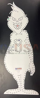 Impression the mean one white cardboard cutout with black stitching dots and red nose by gilbert engineering usa laser cut design