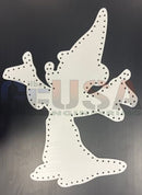 White die-cut paper fairy silhouette with wings and dotted edges from gilbert engineering products magic wizard collection