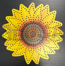 Vibrant yellow impression sunflowers metal screen with perforated petals and textured center large 46’’ design