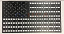 Black metal american flag panel with white perforated stars and stripes laser cut by gilbert engineering usa