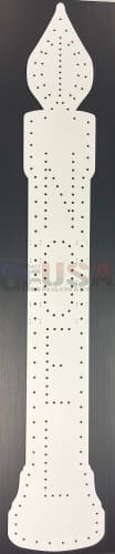 White candle shaped pegboard with laser cut evenly spaced holes by gilbert engineering usa on xlights model download