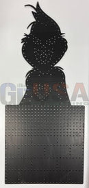 Black metal grinch silhouette with dotted texture and perforated base as optional toppers for chimney xlights model download
