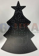 Black metal christmas tree wall art with star top and dotted texture from the nash tree by gilbert engineering usa